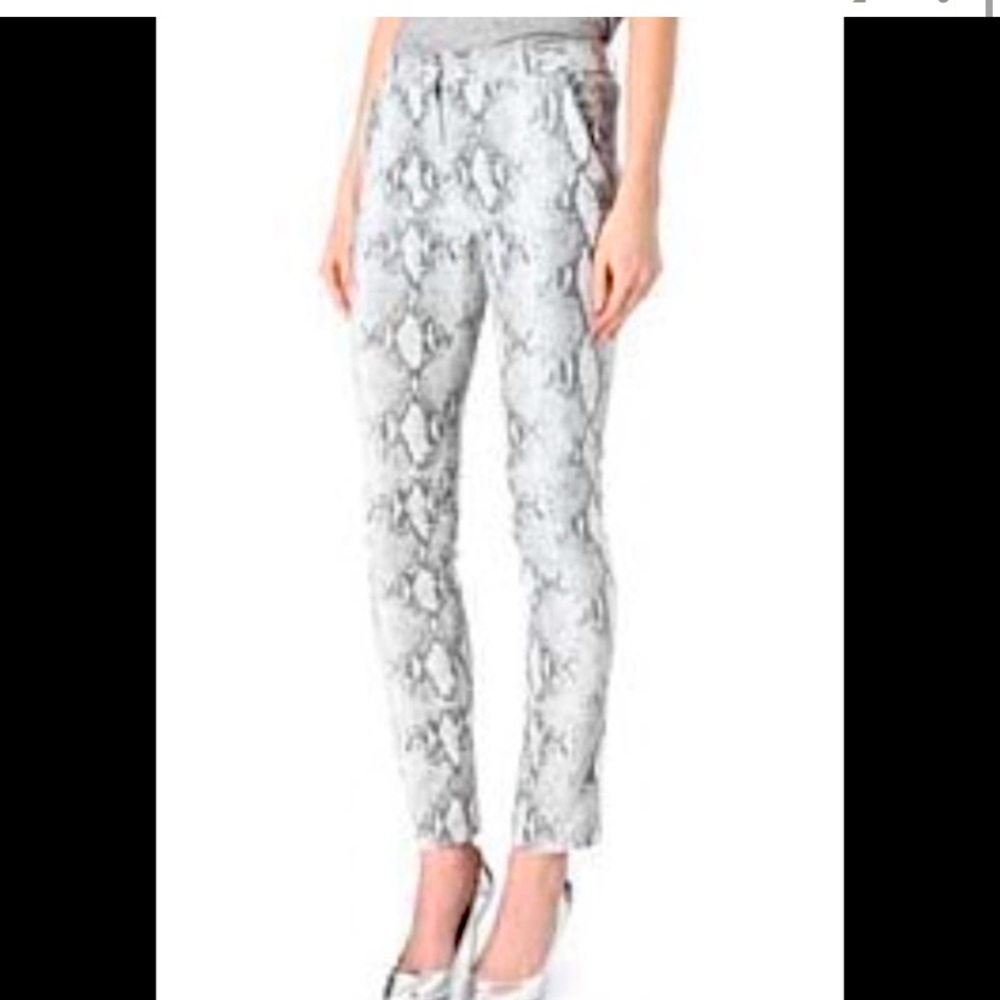 Diane Von Furstenberg Mary Python Metallic Stretch Skinny Pants NWT
